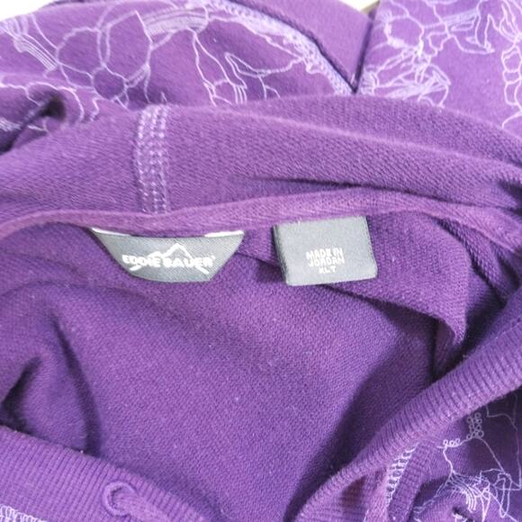Eddie Bauer purple floral short sleeve hoodie XLT - Picture 10 of 12